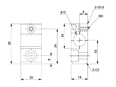 Attach Bracket M6 for 12mm