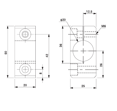 Attach Bracket M6 for 20mm