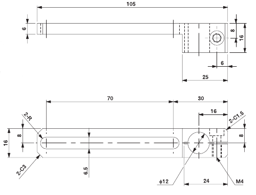 Slide 70F12 Bracket W for 12mm