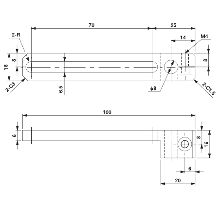 Slide 70F8 Bracket W for 12mm