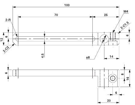 Slide 70F8 Bracket W for 8mm