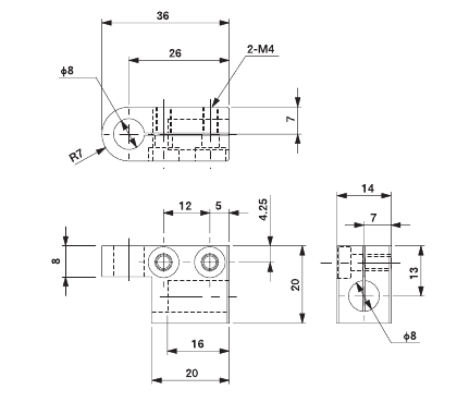 Rotation Bracket8B for 8mm