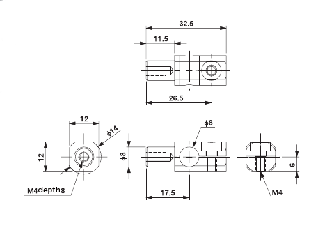 Rotation Bracket 8A for 8mm