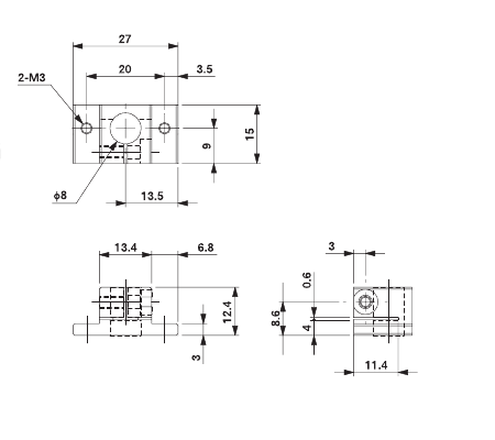 UMCD Bracket T for 8mm