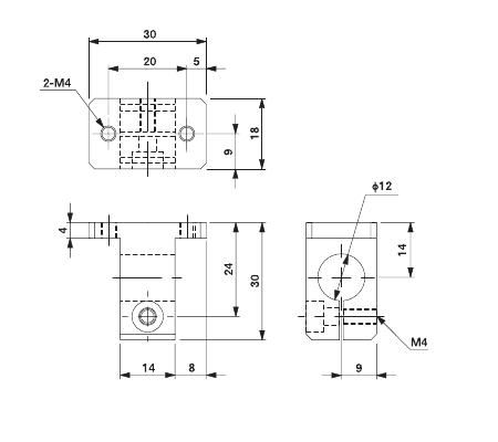 Chuck Bracket TH for 12mm