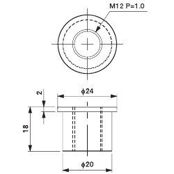 Bushing Nut M12 for 20mm