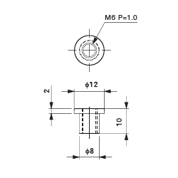 Bushing Nut M6 for 8mm