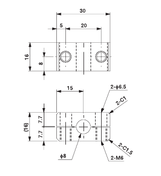 Slide Bracket W for 8mm
