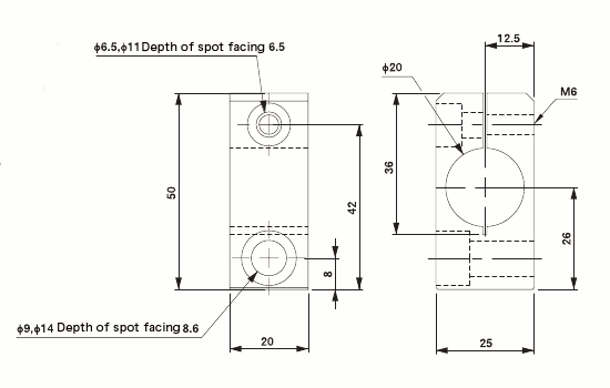 Attachment Bracket M8 for 20mm