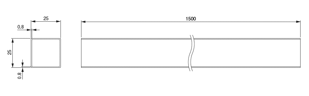 Rectangular Tube 25mm X 25mm